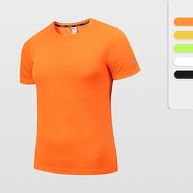 Men's Performance Shirt Sport Tee Shirt Short Sleeve Crew Neck Top Outdoor Quick Dry Sweat wicking Anti-odor Breathable Summer Polyester Black White Yellow Ten