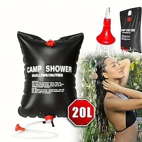 1pc 20L Portable Solar Shower Bag - Camping Hiking Essential with Transparent PVC Bucket 5 Gallon Capacity and Solar Water Heater - Perfect for Travel Outdoor