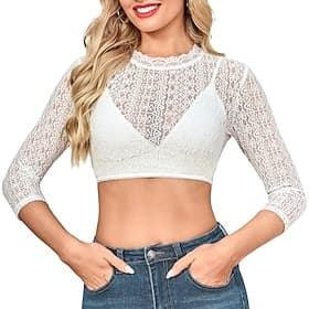 Oktoberfest Dirndl Blouse Lace Cropped Maid Bavarian German Munich Wiesn Women's Carnival Party Traditional Style Cloth