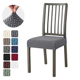 1/4/6 stk. jacquard stolputetrekk, elastisk og avtakbar setebeskytter, sklisikkert møbeltrekk til spisestue, kontor eller hjemmebruk