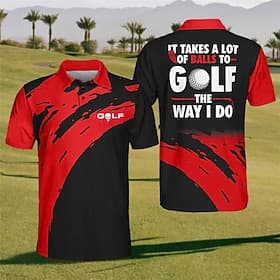 Men's Striped Sports Polo Shirts Golf Shirt Short Sleeve Polo Shirts Collared Shirts Casual Sportswear Vacation Wear 3D Print Buttons Yellow Red