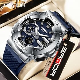 SANDA Top Brand Luxury Fashion Men Digital Watches Military Waterproof Man Sport Dual Display Wristwatch 3365
