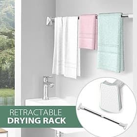 Clothing Hanger Telescopic Rod No Drilling Adjustable Closet Hanging Rod Curtain Shower Rod Extendable Support Pole for Bathroom Bedroom Laundry Room Drying an