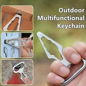 Outdoor Multifunctional Keychain EDC Self Defense Tool Mini Portable Spike Wrench Bottle Opener Compact Survival Gear for Camping Hiking Travel Use