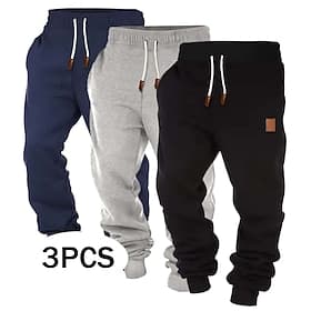 Men's Sweatpants Joggers Fleece Pants Trousers Drawstring Elastic Waist Multi-pack Plain Comfort Full Length Daily Outdoor Going out Fashion Classic Style Blac