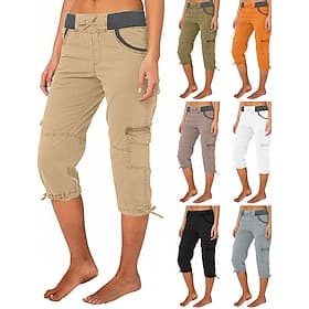 Women's Cargo Pants Hiking Pants Trousers Summer Spring Outdoor Regular Fit Breathable Bottoms Pocket Black Army Green Cotton Camping / Hiking Running S M L XL