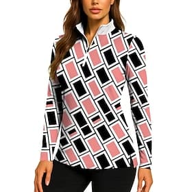 Women's Geometric Sweatshirt Golf Polo Shirt Tennis Shirt Long Sleeve Print Quarter Zip Pullover UV Protection Elastic Breathable Volleyball Tennis Golf Stand