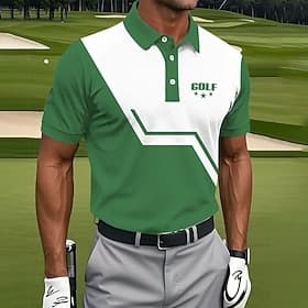 Men's Golf Line Polo Sports Polo Shirts Short Sleeve Polo Shirts Collared Shirts Sportswear Athleisure Sports Buttons Summer Blue Black Red