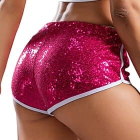 Retro Vintage 1980s Shiny Metallic Shorts Hotpants Disco Sequins Solid Color Fancy Dress Women's Carnival Costume Carnival Club Pride Parade Pride Month Adults
