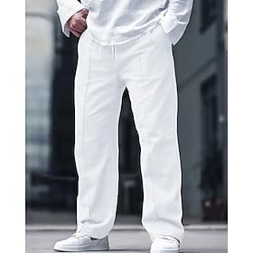 Homme Pantalons en Lin Pantalons Pantalon d'été Pantalons de Plage Avec Poches Taille Élastique Cordon de serrage Uni Confort Respirant Vacances Quotidien Fête thumbnail 2