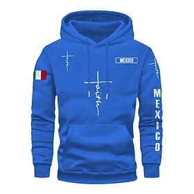 Men's Hoodie Black Pink Red Blue Green Hooded Flag Cross Pocket Drawstring Front Pocket Sports  Outdoor Daily Holiday Polyester Streetwear Graphic Casual Fall