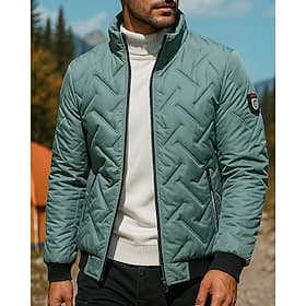 Men's Puffer Jacket Outdoor Thermal Warm Hiking Outfits Hiking Clothes Winter Autumn / Fall Top Camping / Hiking / Caving Running Solid Color Black Green Grey