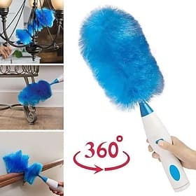 Hurricane Spinning Duster with 2 Brushes to Exchange 360 Degree Electric Dusting Tool for Home Use Automatic Dust Remover Sweeper for Furniture and Hard-to-Rea