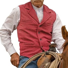 Men's Vest Waistcoat Gilet Vacation Daily Wedding Party Date Fashion Casual Spring Fall Buttons Pocket Polyester Comfortable Plain Single Breasted One-button L