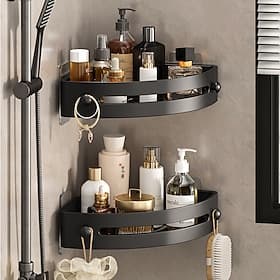 Bathroom Triangle Shelf ABS Gun Grey, No Drilling Corner Shower Caddy Wall Mounted Storage Rack for Toilet, Sink, Vanity, Washroom Organizer
