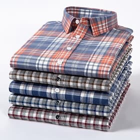 Hombre Camisa Camisa para Vestido Camisa de cuello Abotonar la camisa Cuadros / Rayas / Chevron Ropa Cotidiana Ropa Corporativa Blanco  caqui Rosa Vino Azul Ma