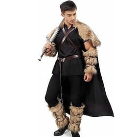 Retro Vintage Medieval Renaissance Outfits Faux Fur Costume Warrior Viking Fancy Dress Men's Viking Halloween Carnival Performance Party LARP Adults Shawl Leg