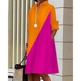 Women's Midi Dress Shirt Dress Casual Dress Fashion Modern Daily Beach Weekend Regular Fit Flower Long Sleeve Shirt Collar Blue Black Orange Green Spring Fall