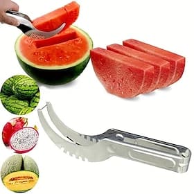 Stainless Watermelon Slicer Quick Fruit Cutter Tool Multifunctional Stainless Steel Watermelon Knife Melon Slicer Fruit Divider Kitchen Gadget for Cantaloupe H