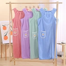 Quick Dry Absorb Water Wearable Bath Towel Coral Fleece Shower Wrap Skirt for Women Soft Thickened Fast Drying Home Bathrobe Pajamas