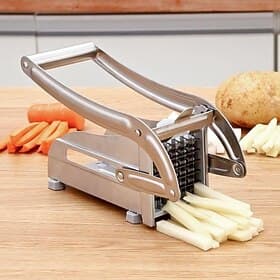 French Fries Potato Chips Cutter Multifunctional Stainless Steel Vegetable Slicer for Home Kitchen Easy Strip Cutting Tool for Potatoes Cucumbers and Other Veg