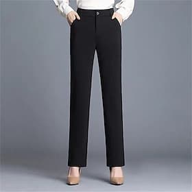 Women's Dress Pants Pants Trousers Straight Fashion Streetwear Full Length Mid Waist Plain Pocket Breathability Comfortable Micro-elastic Street Daily Wear Goi