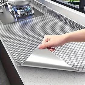 2 Rolls 6M Heat-Resistant Aluminum Kitchen Stickers, Waterproof and Oilproof Drawer Liners for Backsplash and Cabinets, Durable and Easy-to-Clean Foil Paper fo