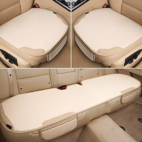 3-Piece Universal Car Seat Covers Full Set, Breathable Linen Car Seat Cushion with Storage Pockets, Non-Slip Front and Rear Seat Protectors for Most Cars, SUVs