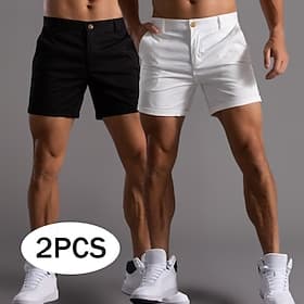 Men's Shorts Chino Shorts Bermuda shorts Beach Shorts Work Shorts Pocket Multi-pack Plain Comfort Short Outdoor Casual Daily Vacation Stylish BlackNavy Blue Da