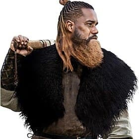 Retro Vintage Mittelalterlich Renaissance Umhang Schals Kunstpelzkostüm Krieger Wikinger Kostüm Herren Vikinger Halloween Karneval Leistung Party LARP Erwachse