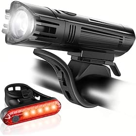 Ultra Bright USB Rechargeable Bike Light Set, Powerful Bicycle Front Headlight and Back Taillight, 4 Light Modes, Easy to Install for Men Women Kids Road Mount