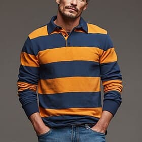 Men's Horizontal Stripes Rugby Polo Long Sleeve Polo Shirts Collared Shirts Sportswear Casual Outdoor School Athleisure 3D Print Spring Fall Winter Yellow Oran