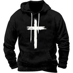 Men's Hoodie Black White Red Blue Brown Hooded Cross Pocket Print Sports  Outdoor Daily Holiday Polyester Streetwear Basic Casual Spring Fall Clothing Apparel