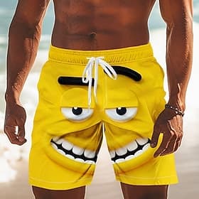 Hombre Dibujo 3D Cara de la sonrisa Boxers de Natación Pantalones de Natación Pantalones de Surf Media cintura Gracioso Exterior Vacaciones Uso Diario Bolsillo thumbnail 2