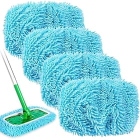 Reusable Microfiber Mop Pads Set 12 Inch Washable Floor Mop Refills for Wet  Dry Cleaning, Compatible with Most Flat Mops, Reusable Mop Heads for Hardwood, Til