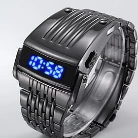 Fashion Luxury watches Conception Blue Red LED Mens Stainless Steel Wrist Watch Relogio Masculino Gold Black Silver