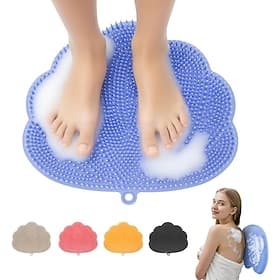 Silicone Shower Foot Scrubber Mat with Non-Slip Suction Cups Back Washer Exfoliating Bath Brush for Women and Men