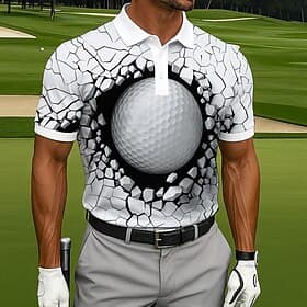 Men's Golf Polo Sports Polo Shirts Short Sleeve Polo Shirts Collared Shirts Sportswear Casual Athleisure Outdoor clothing Daily Wear 3D Print Buttons Summer Bl