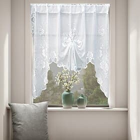 Curtain Drapes Butterfly-Style Pull-Up White Lace Curtains - Jacquard Sheer Drapes for Bay Window, Kitchen, Doorway  Room Divider