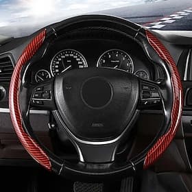 Carbon Fiber Silicone Anti-Slip Car Steering Wheel Cover Universal Fit Stylish Anti-Slip Soft Grip Protector for Car Interior Decoration Comfortable Driving Ac