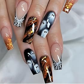Halloween Spider Web Gradient Press-On Nails – Glittery Girly Fake Nails for Ghostly  Spooky Costume Party