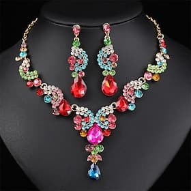 Jewelry Set Two-piece Suit Chrome 1 Necklace Earrings Women's Elegant Vintage Fashion Vintage Style Classic Jewelry Set For Wedding Party Wedding Guest