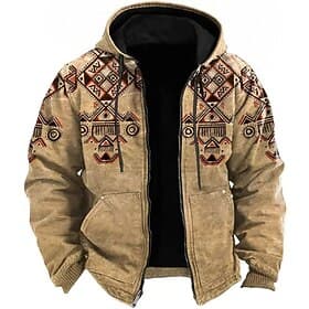 Men's Tribal Ethnic Hoodie Hoodies Sweatshirt Sports Ethnic Classic Casual Long Sleeve Hooded Vacation Holiday Streetwear Blue Brown Green Gray Pocket Print Sp