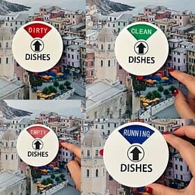 4pcs Dishwasher Magnet Clean Dirty Sign 4 Inch Indicator Acrylic Dishwasher Sign Universal Dish Washer Reversible Indicator with Running Dirty Empty and Clean