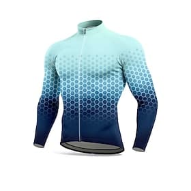 Herren Oberteile Radtrikot Grafik Geometrisch Farbverlauf Langarm Fahhrad Jacke Trikot Oberteil mit 3 Gesäßtaschen Sonne Sonnenschutz Schnelltrocknend Reflekti