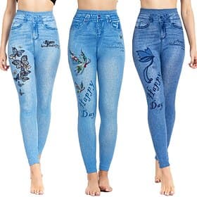 Women's Leggings Distressed Jeans Vacation Vintage Casual Full Length High Waist Floral Butterfly Elastic Waistband Printing Soft Comfortable Stretchy Outdoor