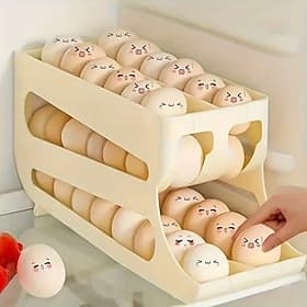 Large Capacity Double-Layer Egg Holder – Household Refrigerator Storage Container, Food Organizer for Kitchen Counter, Cabinet, and Fridge, Holds Approx. 40–48