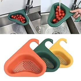 3pcs Kitchen Sink Drain Basket Swan Drain Rack, Triangular Corner Sink Strainer, Saddle Design Hanging Filter Basket for Fruits, Vegetables, and Food Waste, No