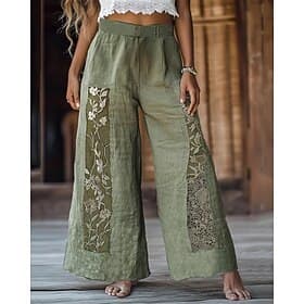 Women's Wide Leg Pants Trousers Palazzo Pants Vintage Boho Full Length High Waist Flower Elastic Waist Printing Breathability Comfortable Street Daily Wear Goi
