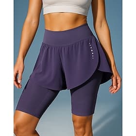 Women's Running Shorts With Tights Workout Shorts 2 in 1 High Waist Bottoms Gym Athleisure Workout Summer Quick Dry Breathable Gym Workout Outdoor Running Tigh